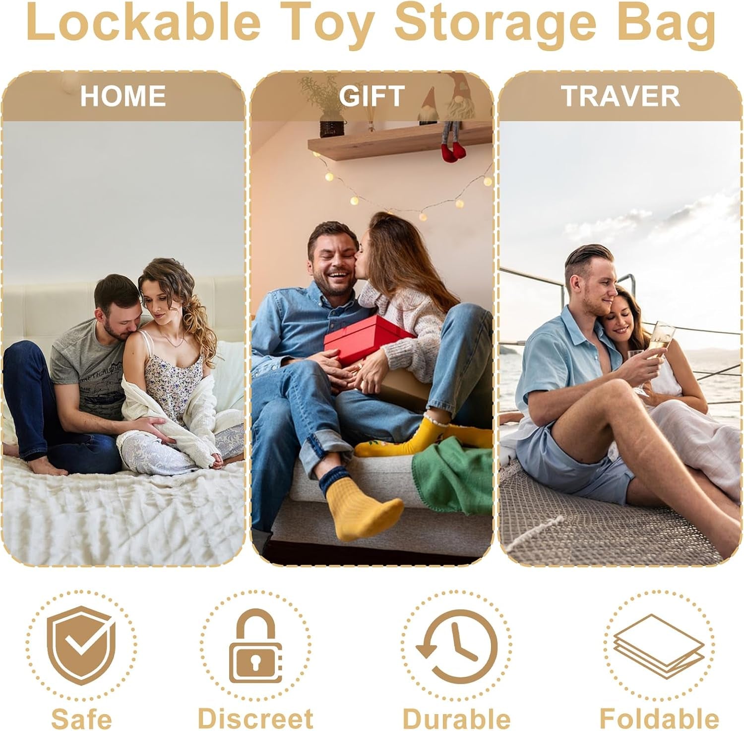 Lockable Adult Toy Bag,15.8 X 11.8 X 7.9 in Storage Organizer Toy Bag with 4 Drawstring Bags,Storage Bins Case with Zipper for Adult Toys Lock Box for Women and Men Clothes Container