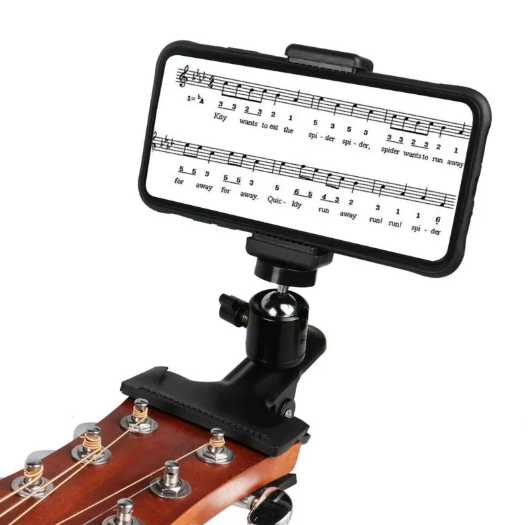 Soporte con pinza para teléfono y guitarra