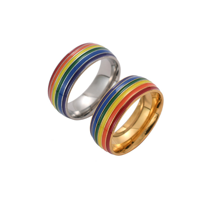 Anillo Arcoíris del Mismo Sexo Bañado en Oro de 18K Anillo de Porrista