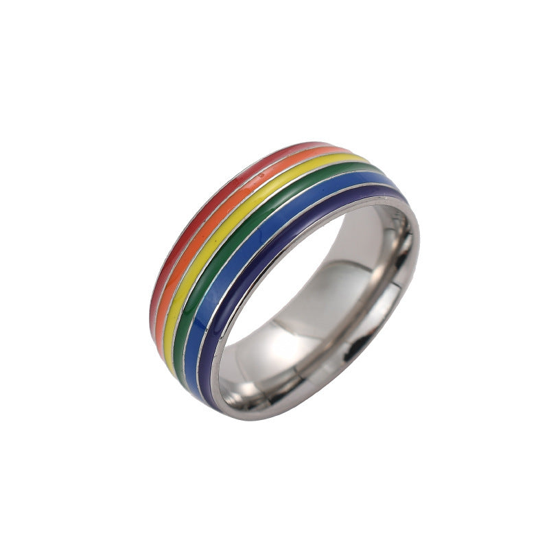 Anillo Arcoíris del Mismo Sexo Bañado en Oro de 18K Anillo de Porrista