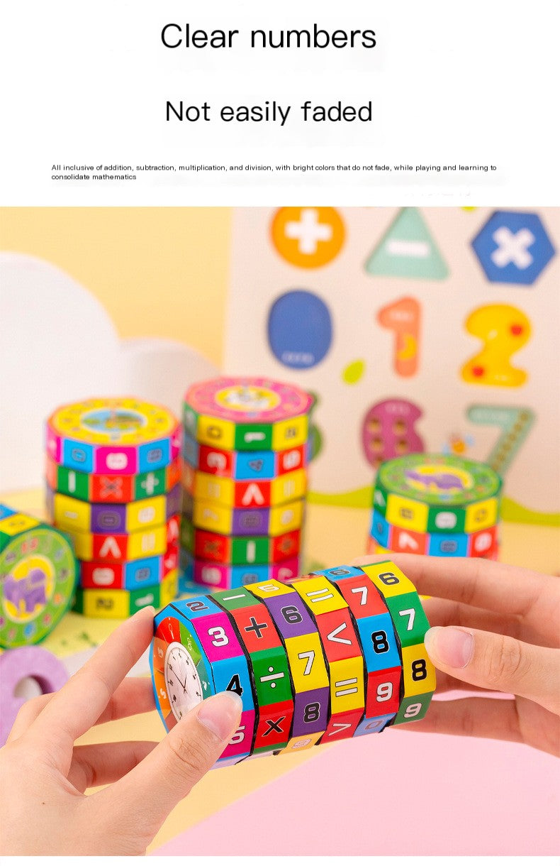 Cubo Matemático Cilíndrico de Seis Lados para Niños Juguete Educativo