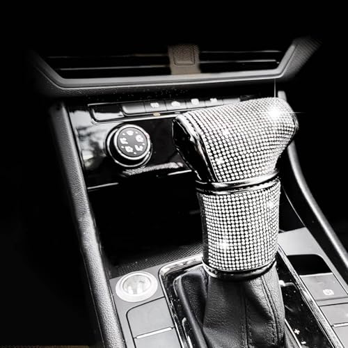ABOTHGD Rhinestone Gear Shift Knob Cover, Sparkly Crystal Shifter Protector for Women, Universal Car Interior Accessory, Black