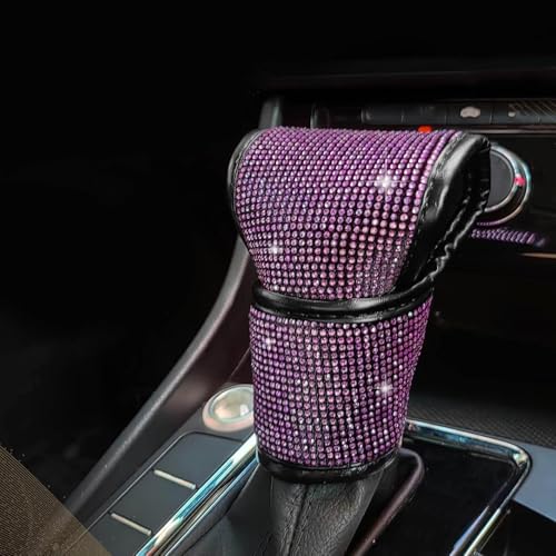ABOTHGD Rhinestone Gear Shift Knob Cover, Sparkly Crystal Shifter Protector for Women, Universal Car Interior Accessory, Black