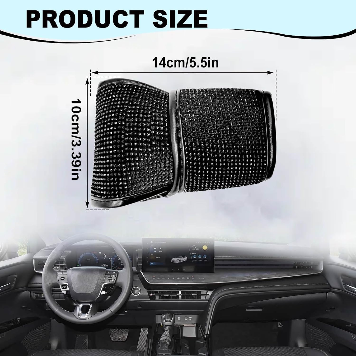 ABOTHGD Rhinestone Gear Shift Knob Cover, Sparkly Crystal Shifter Protector for Women, Universal Car Interior Accessory, Black