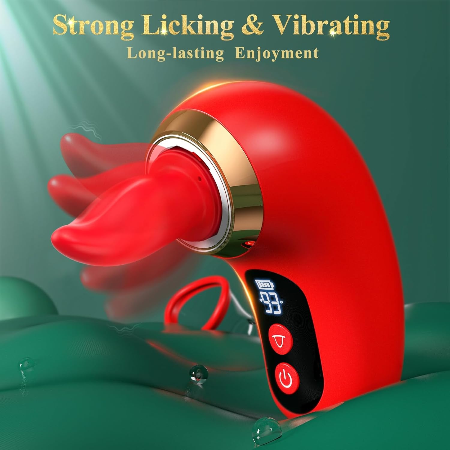 Gasevimo 5-in-1 Rose Toy Vibrator with App Control, 3 Sucking & 9 Licking Modes, LCD Display, Waterproof, Rose Red