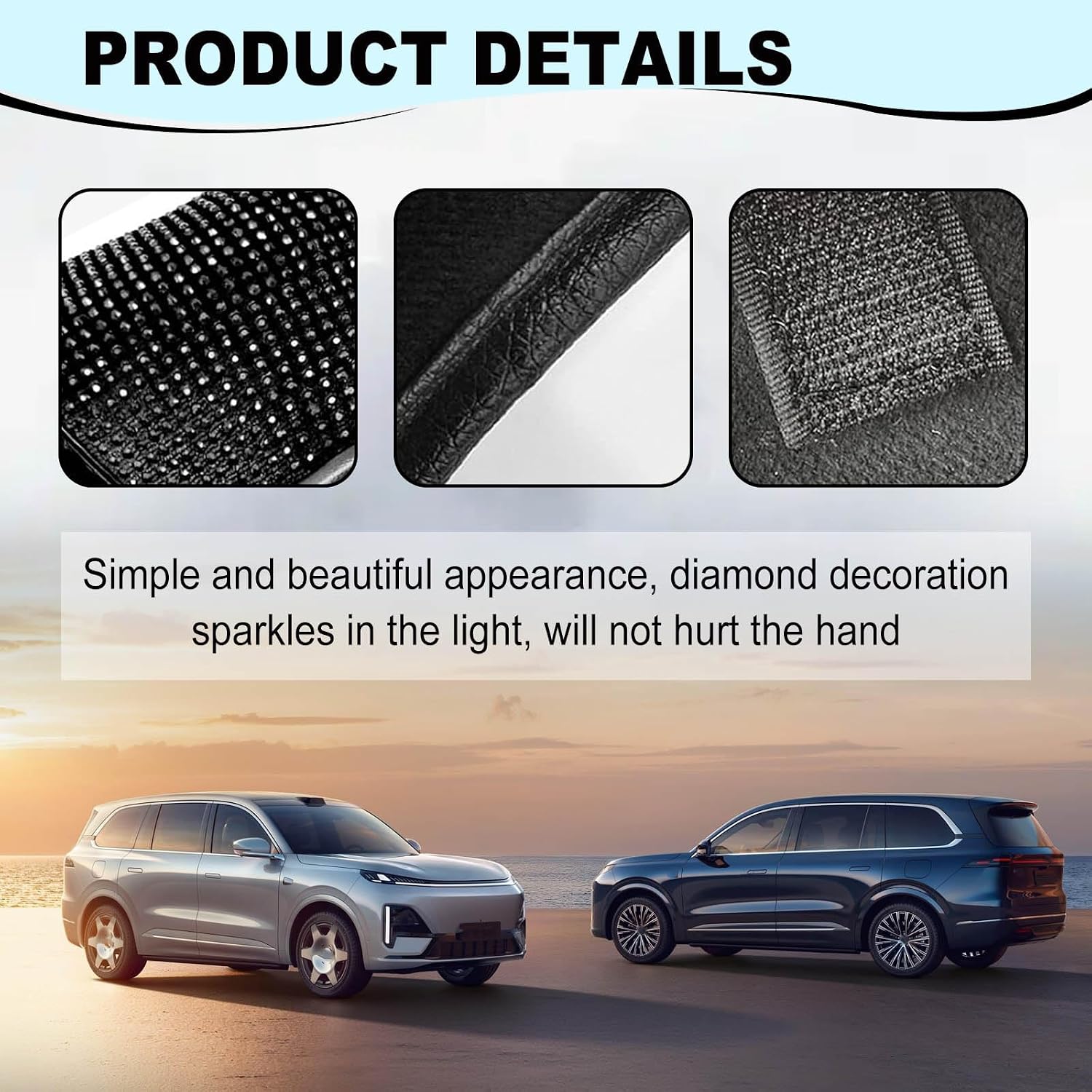 ABOTHGD Rhinestone Gear Shift Knob Cover, Sparkly Crystal Shifter Protector for Women, Universal Car Interior Accessory, Black