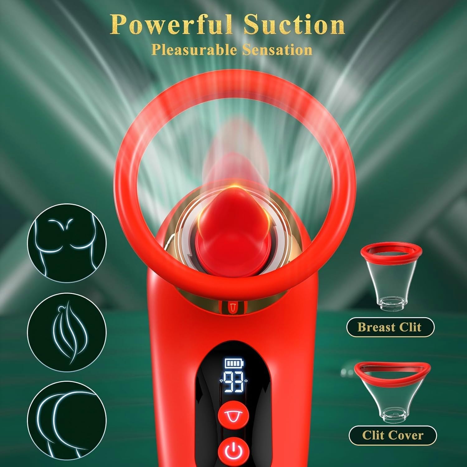 Gasevimo 5-in-1 Rose Toy Vibrator with App Control, 3 Sucking & 9 Licking Modes, LCD Display, Waterproof, Rose Red