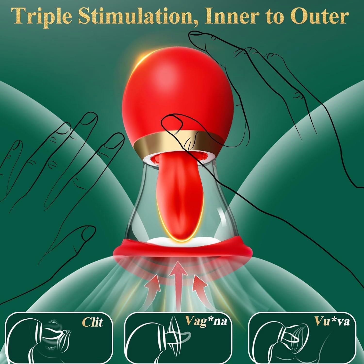 Gasevimo 5-in-1 Rose Toy Vibrator with App Control, 3 Sucking & 9 Licking Modes, LCD Display, Waterproof, Rose Red