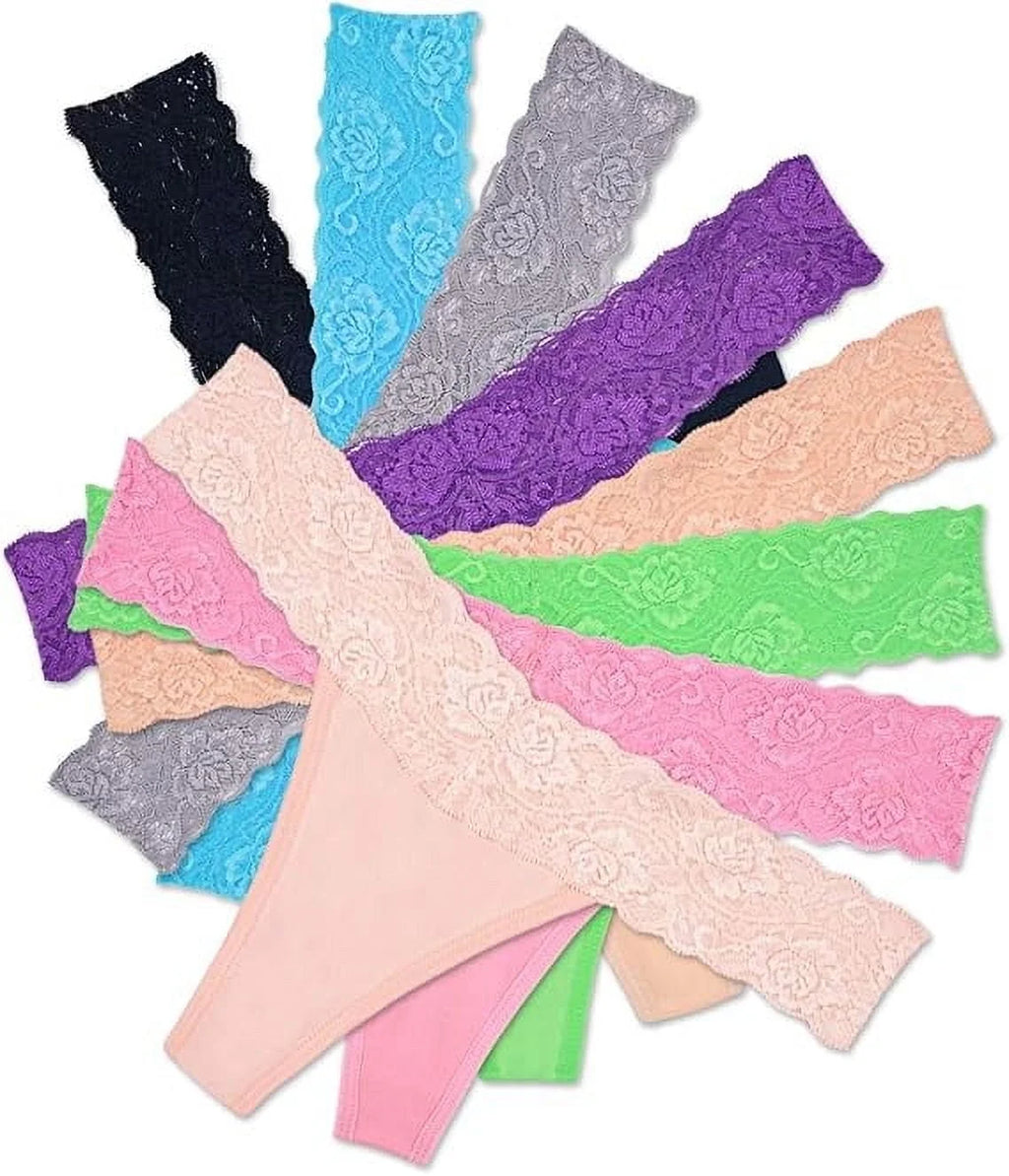 Sexy Lace Thongs for Women Thong Underwear Women Lace T-Back Panties Women Underwear Cotton Thongs Cheeky,8 Pack