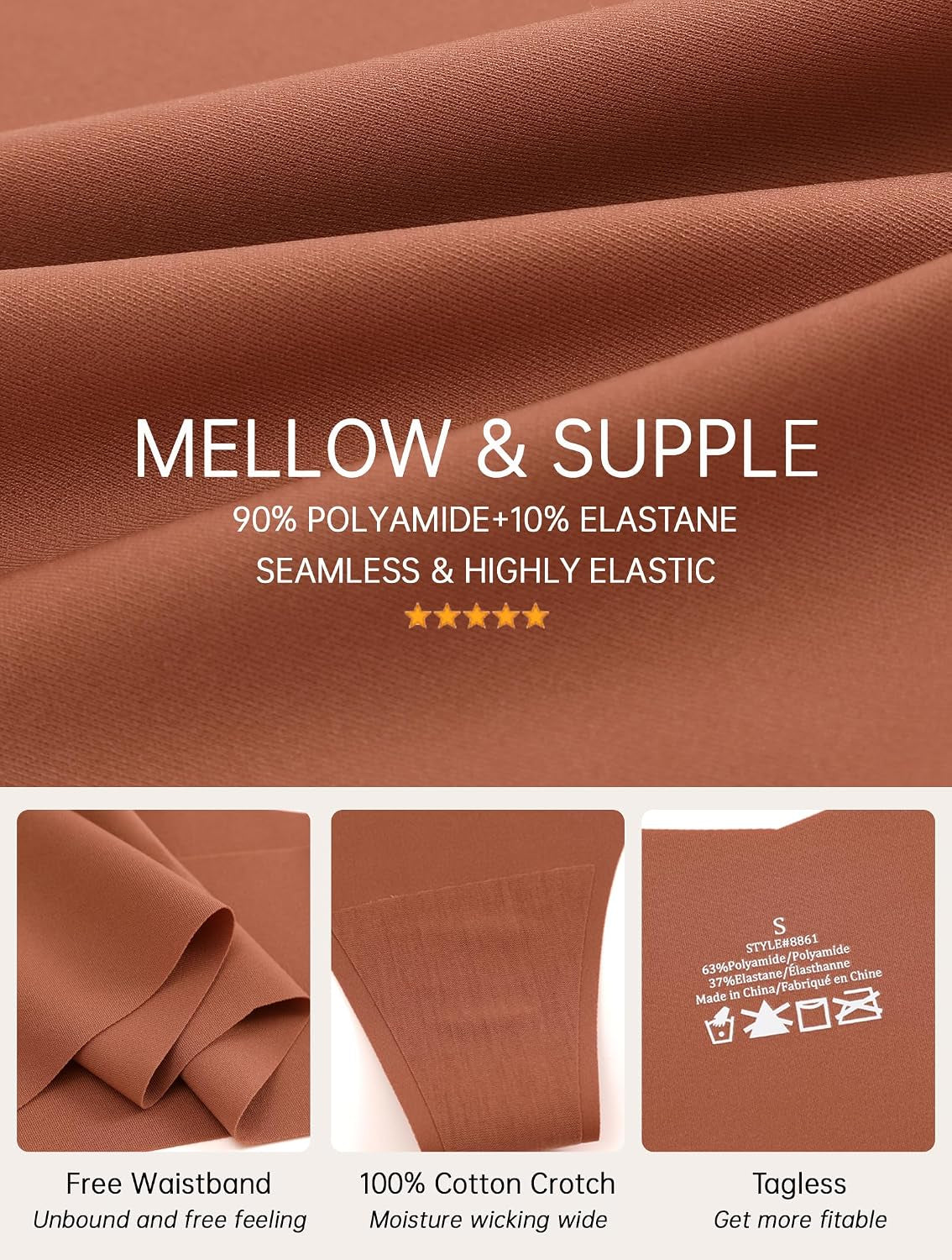 Seamless Thongs for Women No Show V-Waisted Invisible Sexy Panties Tangas Thong Underwear Women 6 Pack