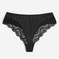Women's Lace Thong Mid-Rise Nylon Cotton Panties Anti-Bacterial