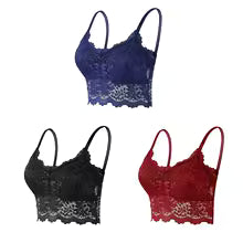 Women's Lace Hollow Out Wireless Bralette 3-Pack