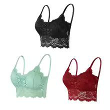 Women's Lace Hollow Out Wireless Bralette 3-Pack