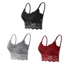 Women's Lace Hollow Out Wireless Bralette 3-Pack