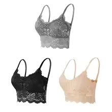 Women's Lace Hollow Out Wireless Bralette 3-Pack