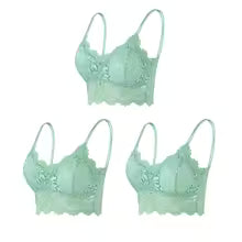 Women's Lace Hollow Out Wireless Bralette 3-Pack