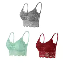 Women's Lace Hollow Out Wireless Bralette 3-Pack