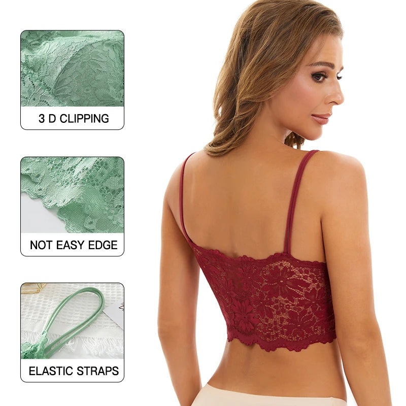 Women's Lace Hollow Out Wireless Bralette 3-Pack