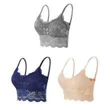 Women's Lace Hollow Out Wireless Bralette 3-Pack