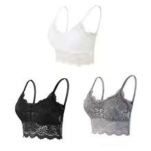 Women's Lace Hollow Out Wireless Bralette 3-Pack