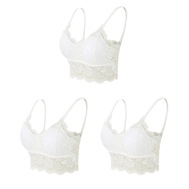 Women's Lace Hollow Out Wireless Bralette 3-Pack