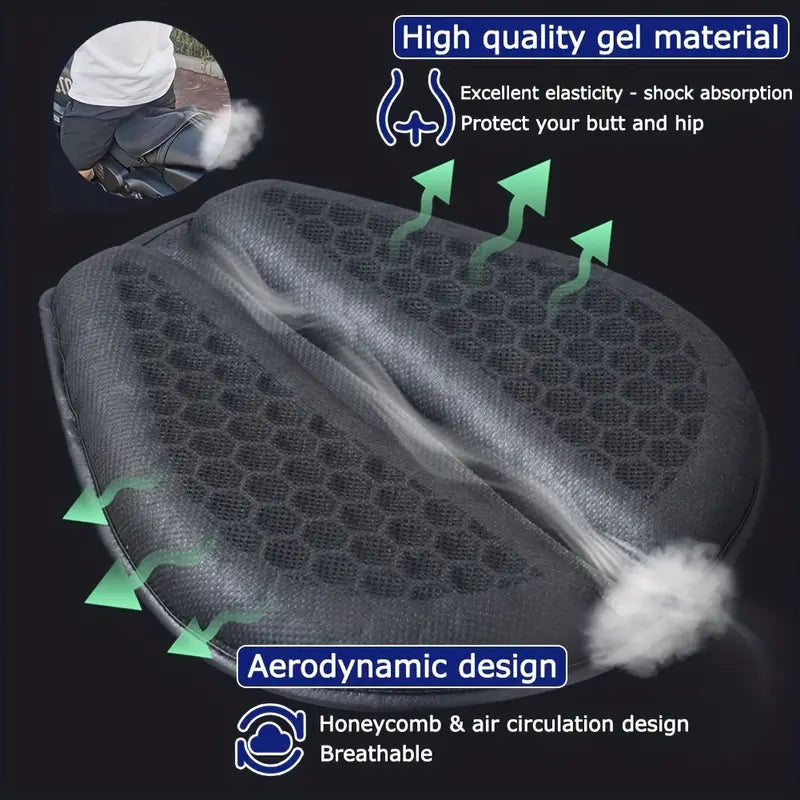 Cojín de asiento de gel para motocicleta con estructura de panal