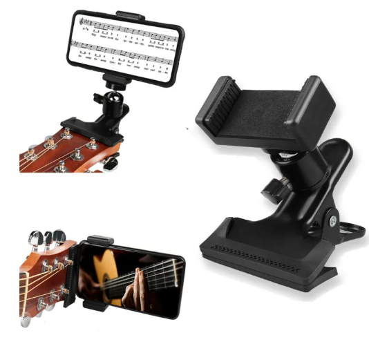 Soporte con pinza para teléfono y guitarra