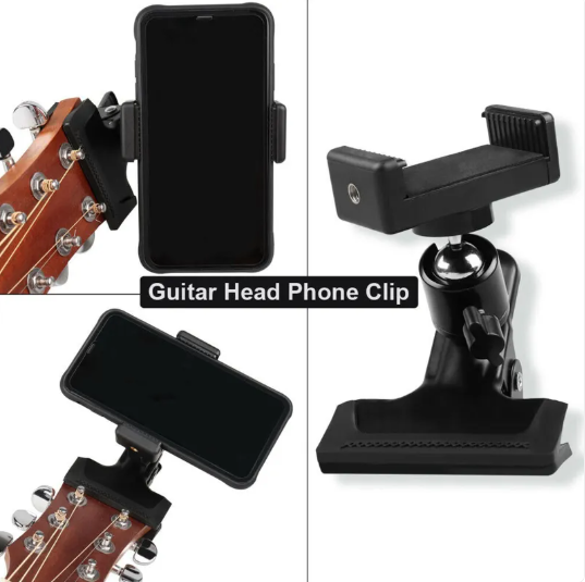 Soporte con pinza para teléfono y guitarra