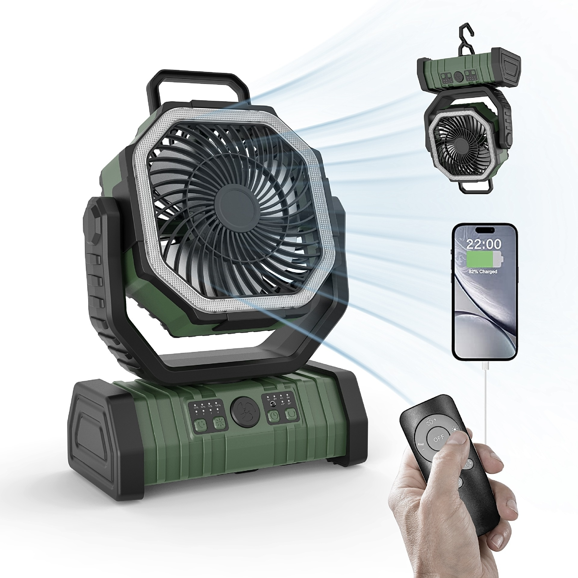 Banco de energía portátil para el hogar, luz LED, ventilador de camping