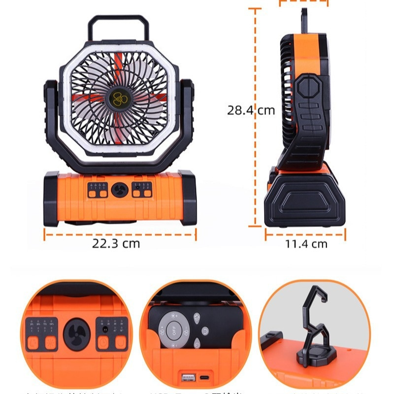 Banco de energía portátil para el hogar, luz LED, ventilador de camping