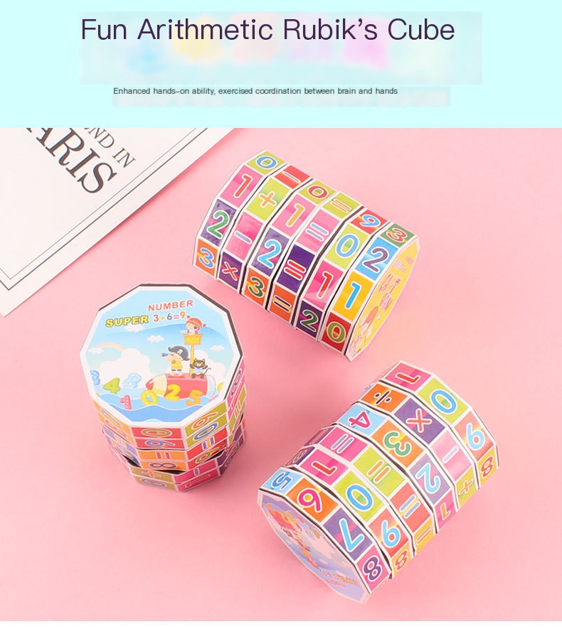 Cubo Matemático Cilíndrico de Seis Lados para Niños Juguete Educativo