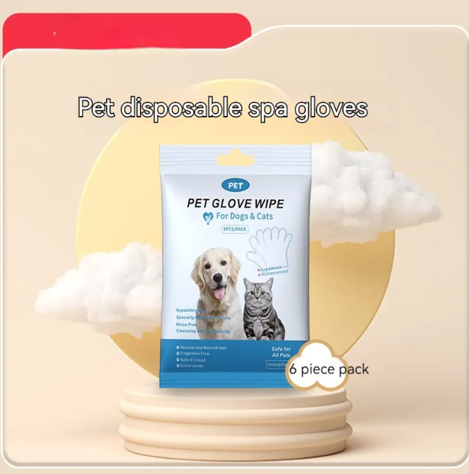 Guantes y toallitas de limpieza para mascotas